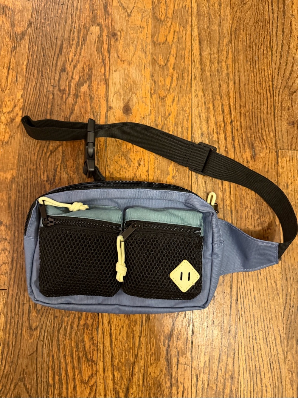 art class Blue Waist Belt Bag with Black Mesh Pockets